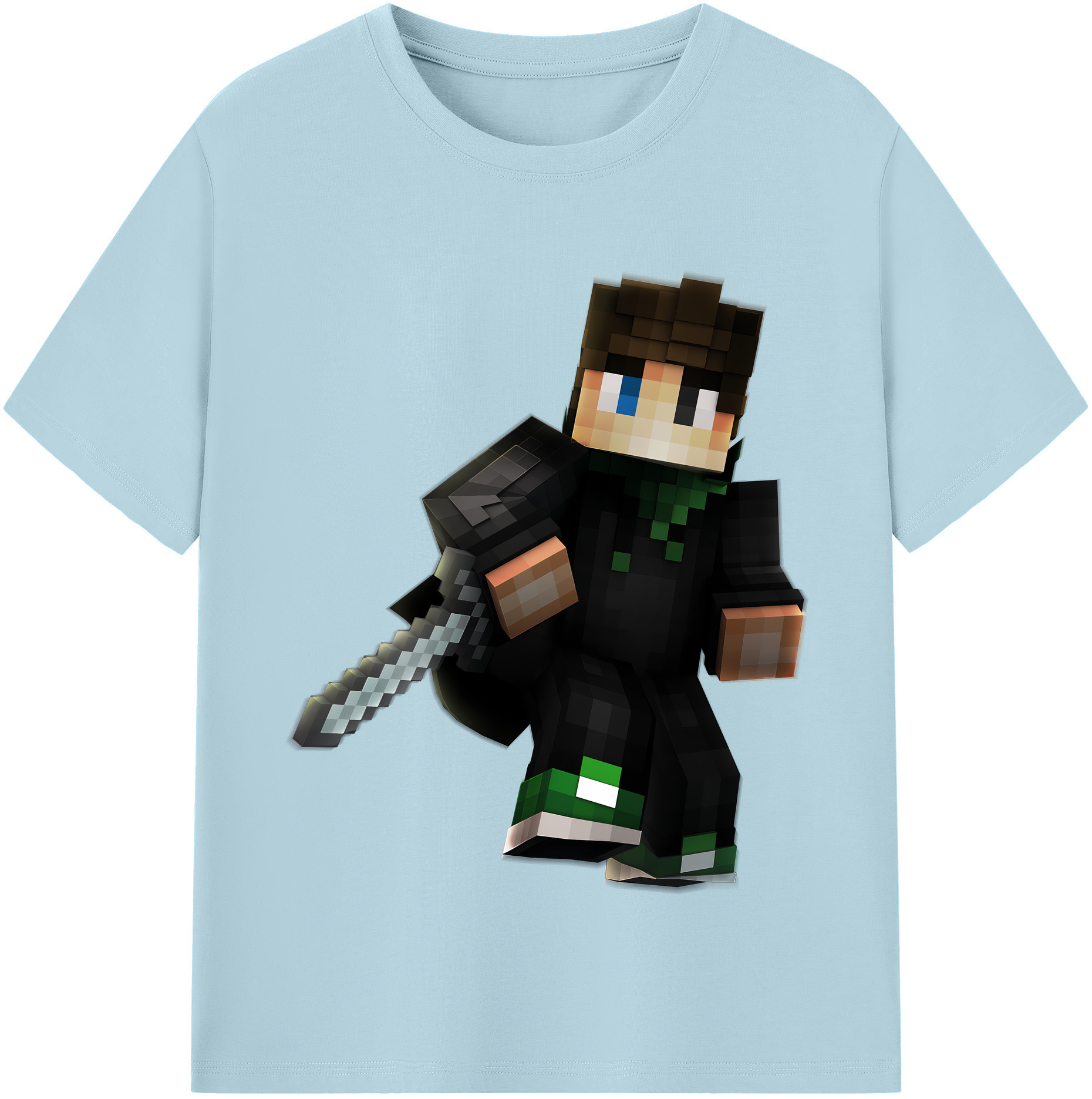（画像用） マインクラフト ブロックの世界 Minecraft MC Block world 綿100％半袖Tシャツ（フロントプリント）